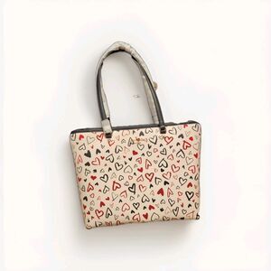 NWT Kate Spade Large Tote KA788 Scribble Hearts Parchment